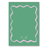 Retro Squiggle Whimsical Roze en Groene Bruiloft Kaart (Achterkant)