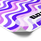 Retro Squiggly Paarse gepersonaliseerde naam ontwe Poster (Hoek)