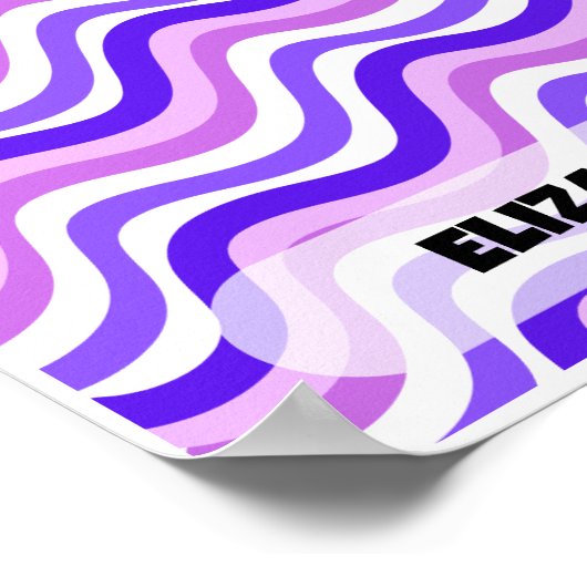 Retro Squiggly Paarse gepersonaliseerde naam ontwe Poster (Hoek)