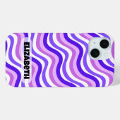 Retro Squiggly Paarse Patroon Aangepaste naam Case-Mate iPhone Case (Achterkant (horizontaal))