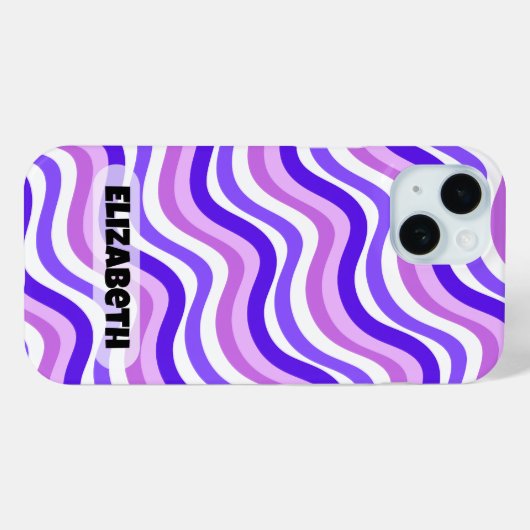 Retro Squiggly Paarse Patroon Aangepaste naam Case-Mate iPhone Case (Achterkant (horizontaal))