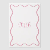 Retro Squiggly Roze Randen Monogrammed Wedding Vellum Uitnodigingen (Voorkant)