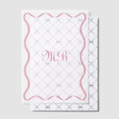 Retro Squiggly Roze Randen Monogrammed Wedding Vellum Uitnodigingen (Offset (Uitnodiging))