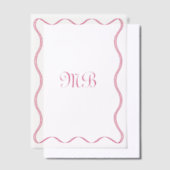 Retro Squiggly Roze Randen Monogrammed Wedding Vellum Uitnodigingen (Offset)