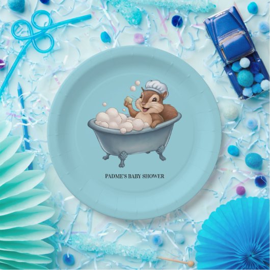 Retro Squirrel Baby Shower Papieren Bordje (Feest)