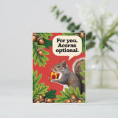 Retro Squirrel with gift parcel greeting Briefkaart (Staand voorkant)