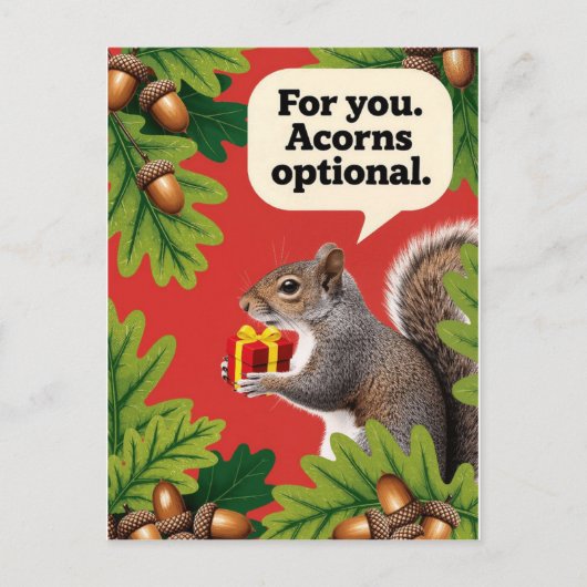 Retro Squirrel with gift parcel greeting Briefkaart (Voorkant)