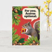 Retro Squirrel with gift parcel greeting Kaart (Gele Bloem)