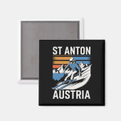 Retro St Anton Austria Ski Resort Magneet (Voorkant / Achterkant)