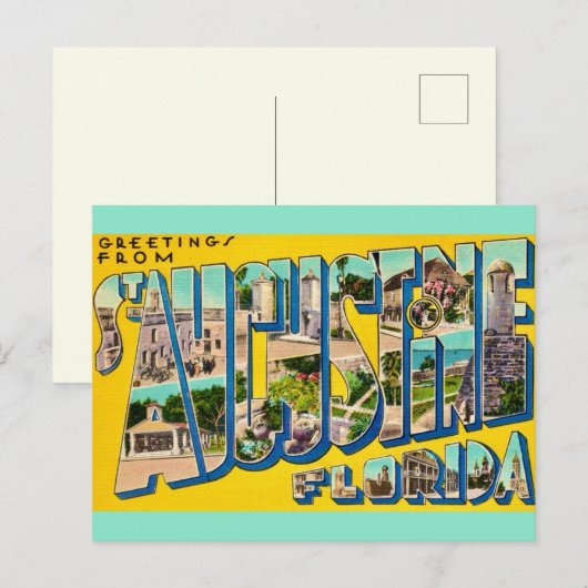Retro St Augustine Florida ansichtkaart Briefkaart (Voorkant / Achterkant)