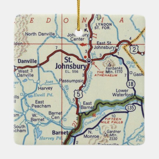 Retro St. Johnsbury Vermont Keramisch Ornament (Achterkant)