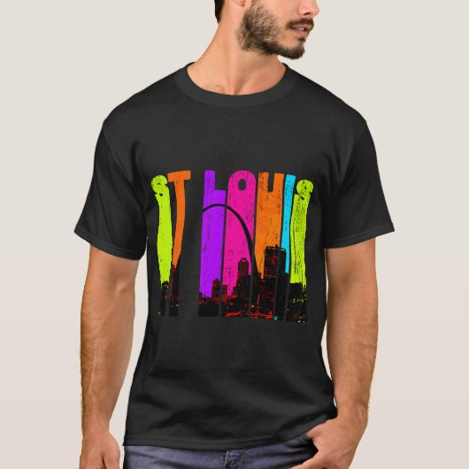 Retro St Louis Missouri CityScape Skyline T-shirt (Voorkant)