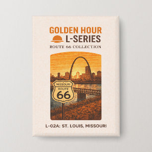 Retro St Louis Missouri Route 66 Landmark Kunst Button
