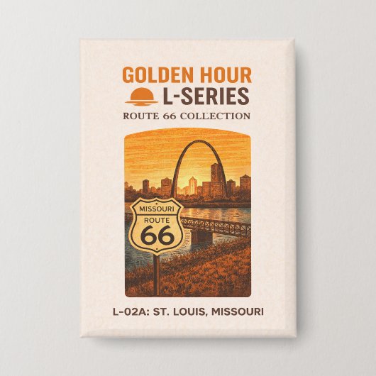 Retro St Louis Missouri Route 66 Landmark Kunst Button (Voorkant)