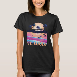 Retro St Lucia Caribbean Souvenir Surf T-shirt
