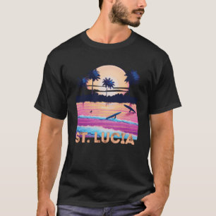 Retro St Lucia Caribbean Souvenir Surf T-shirt
