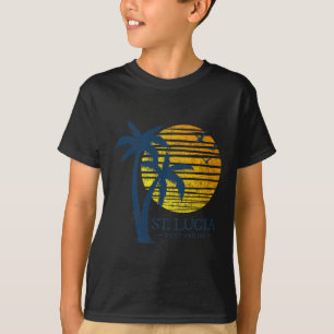 Retro St Lucia Strand Zonsondergang Jongens Meisje T-shirt