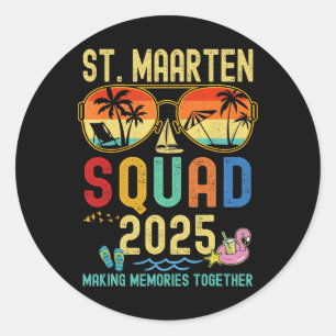 Retro St. Maarten Cruise Vakantie 2025 Familie Fri Ronde Sticker