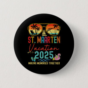 Retro St. Maarten Vakantie 2025 Herinneringen Bijp Ronde Button 5,7 Cm