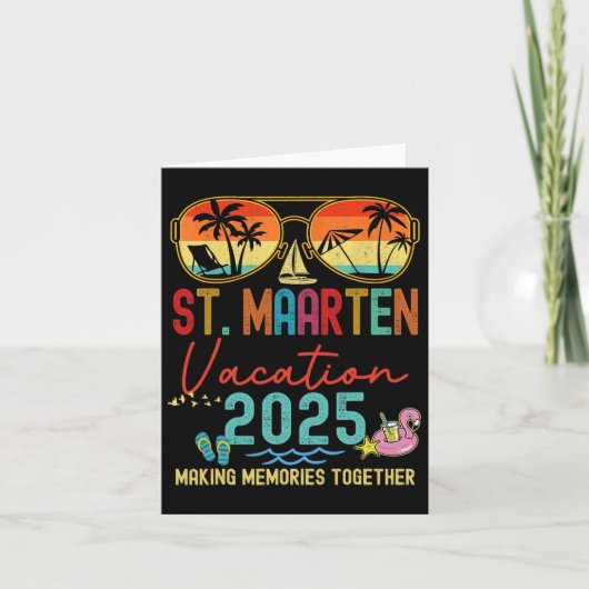 Retro St. Maarten Vakantie 2025 Herinneringen Matc Kaart (Voorkant)