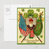 Retro St. Patrick Amerikaanse Vlag St. Patrick's D Briefkaart (Voorkant / Achterkant)