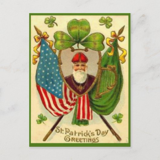 Retro St. Patrick Amerikaanse Vlag St. Patrick's D Briefkaart (Voorkant)