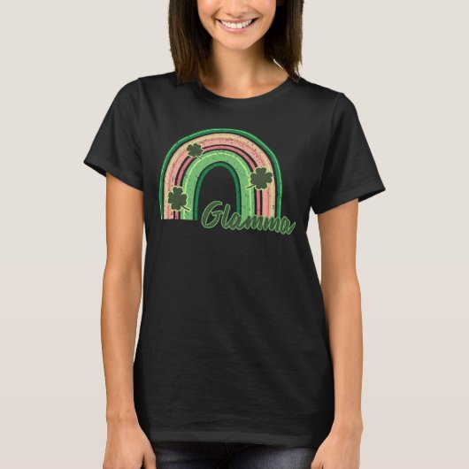 Retro St Patrick s day Glamma  Rainbow Shamrock Pa T-shirt (Voorkant)