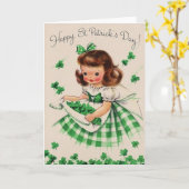 Retro St. Patrick van het Meisje van de Klaver Kaart (Gele Bloem)