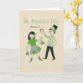 Retro St. Patrick Wenskaart van de Dag Kaart (Gele Bloem)