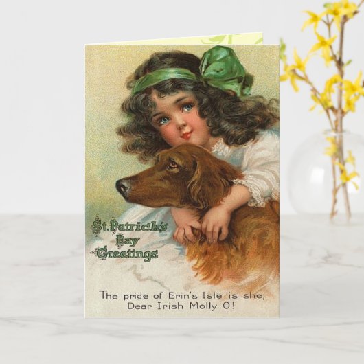 Retro St. Patrick Wenskaart van de Dag Kaart (Gele Bloem)