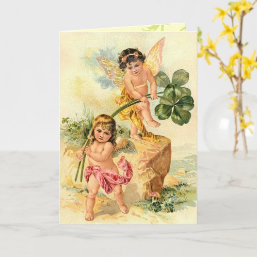 Retro St. Patrick Wenskaart van de Dag Kaart (Gele Bloem)