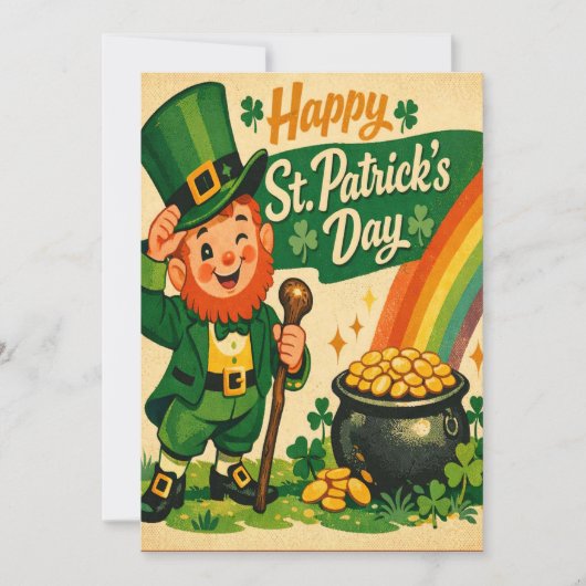 Retro St. Patrick's Day Card Feestdagenkaart (Voorkant)