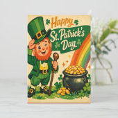 Retro St. Patrick's Day Card Feestdagenkaart (Staand voorkant)