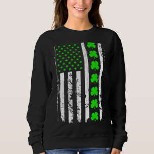 Retro St Patrick's Day Green IRISH American Flag S Trui
