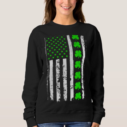 Retro St Patrick's Day Green IRISH American Flag S Trui (Voorkant)