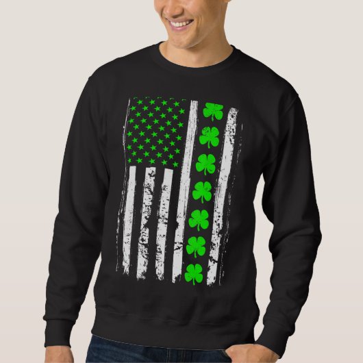 Retro St Patrick's Day Groene Ierse Amerikaanse vl Trui (Voorkant)