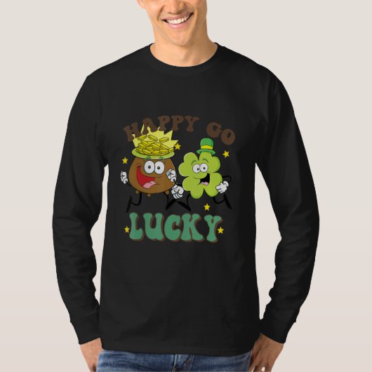 Retro St Patrick's Day Happy Go Lucky Pot Of Gold  T-shirt (Voorkant)