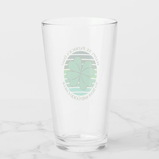 Retro St. Patrick's Day Irish 4 Leaf Clover Glas (Achterkant)