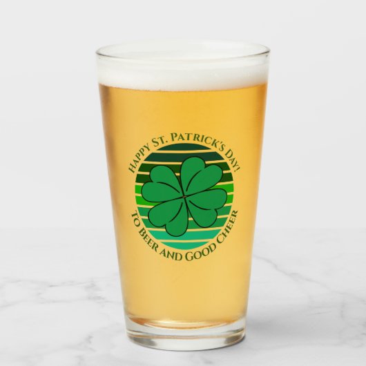 Retro St. Patrick's Day Irish 4 Leaf Clover Glas (Voorkant gevuld)
