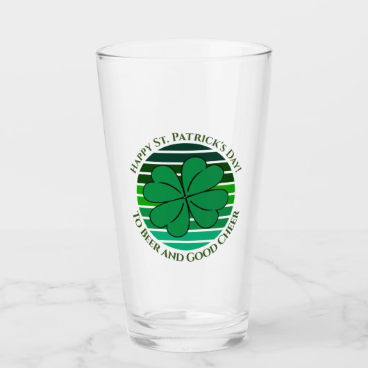 Retro St. Patrick's Day Irish 4 Leaf Clover Glas (Voorkant)