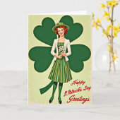 Retro St. Patrick's Day Kaart (Gele Bloem)