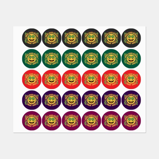 Retro St. Patrick's Day Lachend Gezicht Lucky Stat Labels (Vel)