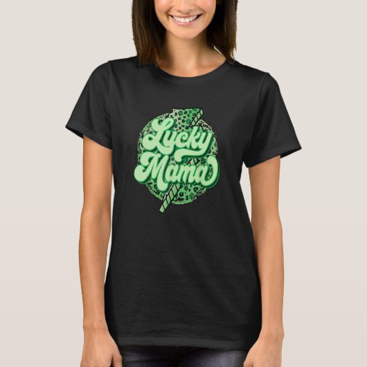 Retro St Patricks Day Lucky Mama Shamrock Lightnin T-shirt (Voorkant)