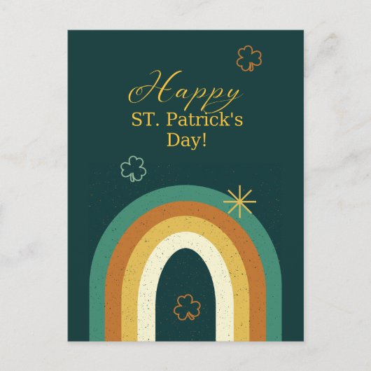 Retro St. Patrick's Day Regenboog Briefkaart (Voorkant)