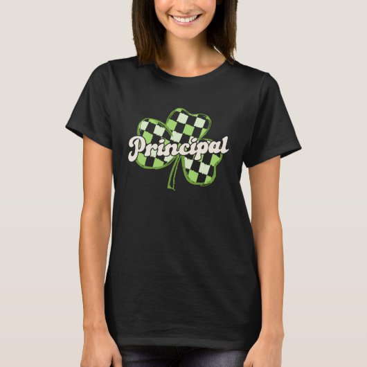 Retro St Patricks Day School Principal Lucky Shamr T-shirt (Voorkant)
