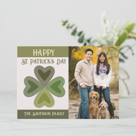 Retro St Patrick's Day Shamrock Irish Celtic Photo Feestdagenkaart (Staand voorkant)