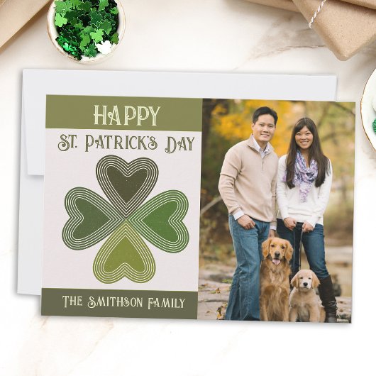 Retro St Patrick's Day Shamrock Irish Celtic Photo Feestdagenkaart