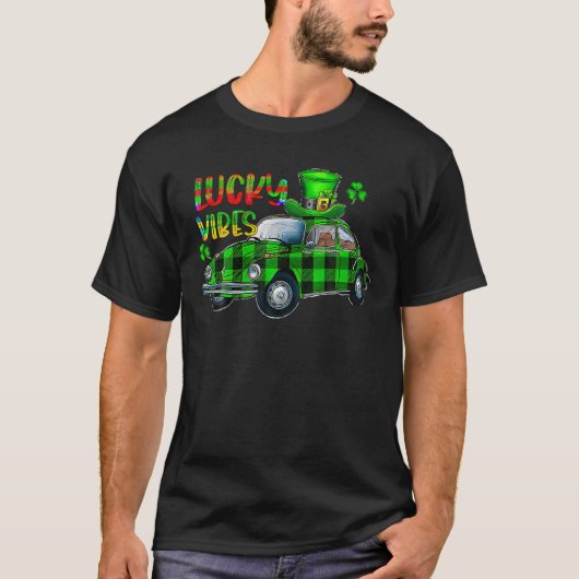 Retro  St Patricks Day Shamrock Lucky Vibes T-shirt (Voorkant)
