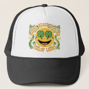 Retro St. Patrick's Day Smiley Face Lucky State Trucker Pet