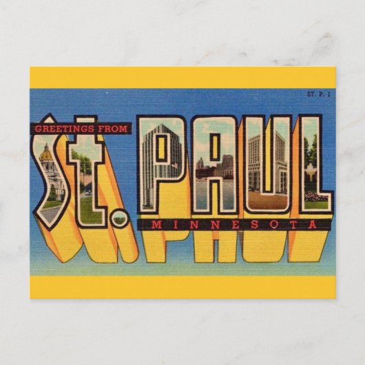 Retro St Paul Minnesota Groeten Briefkaart (Voorkant)
